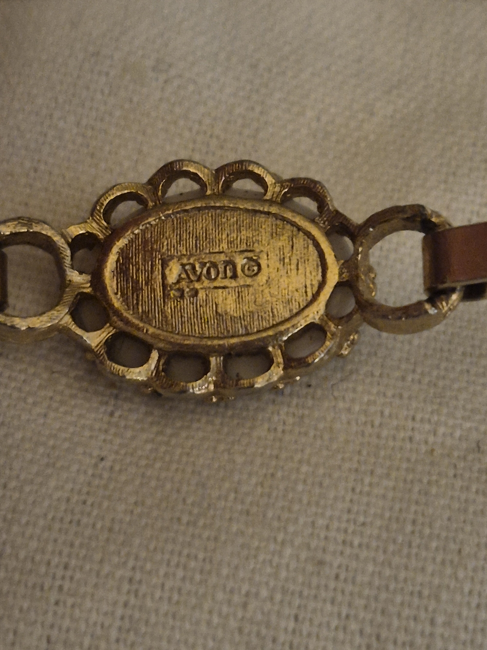 Avon Gold-Tone Bangle with Orange Floral Porcelain Medallion - Picture 2 of 4